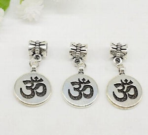 100Pcs Tibetan Silver Yoga OM Charms for Bracelet Pendant 30x15mm