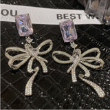 Wavy Bow Earrings S925 Silver Needle No Longer Streamer Earrings