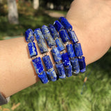 Faceted Lapis Lazuli Gem Stone Beads Cylinder Shape Spacer Beads