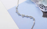 Elegance Pave & Openwork Heart Bracelet 925 Silver Jewelry