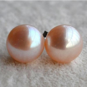 Pink Freshwater Pearl Silver Stud Earrings Lady Gift