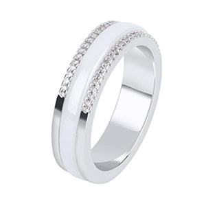 Two Row CZ Crystal Women Rings Never Fade Ceramic Healthy Jewelry Women
