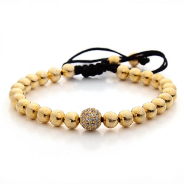 Men's CZ Zircon Pave Copper Ball Bracelet Round 4mm Beads Macrame Party Gift