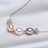 Freshwater Pearl Necklace Multicolour Pendant 925 Sterling Silver Jewelry