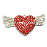 10pcs/lot Heart Clear Wing Rhinestone Pendants For Jewelry
