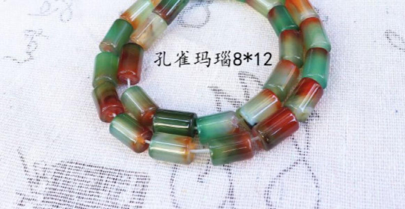 8*12MM Peacock Agate Cylinder Shape Beads Strand for Jewelry Making