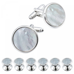 Mother of Pearl Cufflinks and Studs Set for Tuxedo Shirts