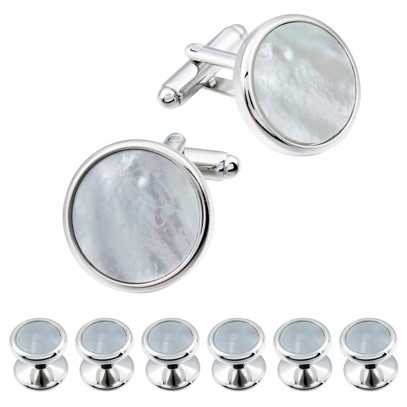 Mother of Pearl Cufflinks and Studs Set for Tuxedo Shirts