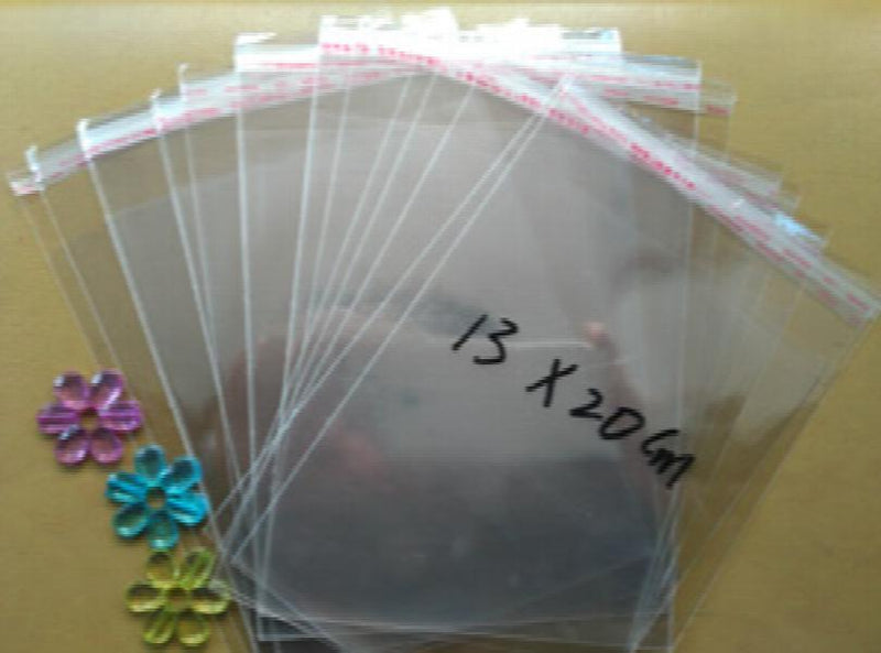 100PCS 13*20cm Clear Resealable Cellophane/BOPP/Poly Bags