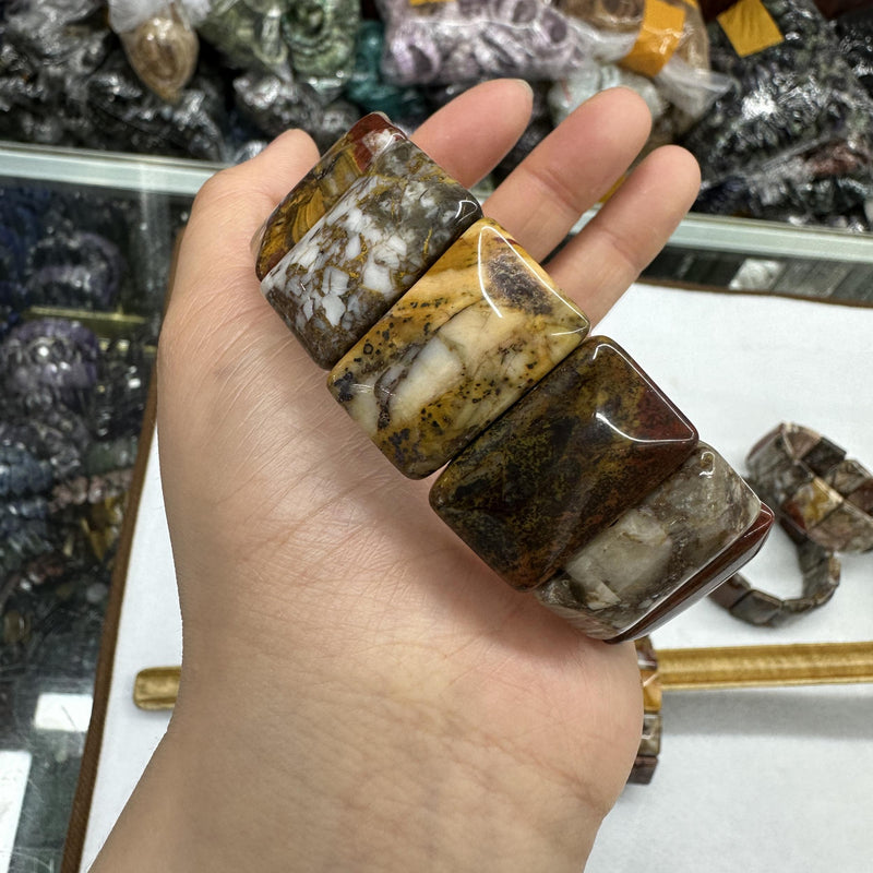 Mexican Crazy Lace Agate Gemstone Beads Bracelet