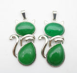 10pcs Tiger Eye Stone Malachite Cat Pendant for Jewelry Making DIY