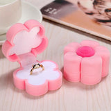 Velvet Pink Plum Blossom Jewelry Box Ring Earrings Necklaces Gift Case