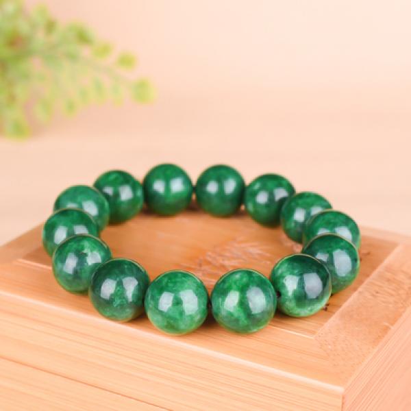 Burmese Emerald Green Round Bead Bracelet for Men and Women