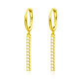 925 Silver Long Drop Earrings Crystal Women Jewelry Party