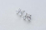 925 Silver CZ Bike Cycle Stud Earrings Women's Gift C-E2019