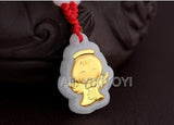 Natural A Jadeite Jade + 18K Solid Angel Blessing Amulet Pendant + Necklace