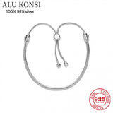 925 Silver Snake Chain Bracelet for Women Charm DIY Jewelry