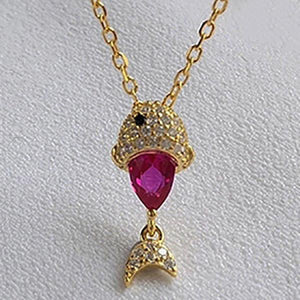 925 Silver Fish Crystal Necklace for Women