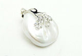 20mm Oval Natural Pearl Pendant Necklace for Women Jewelry