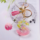 Sequin Letter Keychain Tassel Butterfly Pendant Acrylic Initial Al