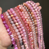 Pink Cat Eye Angelite Beads Persian Jades Jewelry Making Round Spacer Beads