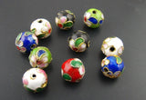 30 Mixed Color Cloisonne Ball Spacer Beads 10mm Dia.