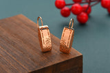 Aomigc Long 585 Rose Hollow Glossy Earrings Women Fine Carved