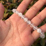 Natural Cracked Clear Quartz Bracelet Crystal Healing Stone Women Jewelry