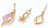 Pink Crystal Long Link Necklace for Women 925 Silver