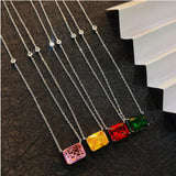 Pink Yellow Diamond Necklace Women's Colorful Wind Pendant