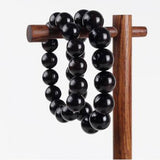 Natural Ebony Buddhist Prayer Beads Bracelet with Purple Sandalwood