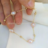 Pink Purple Akoya Pearl Station Bracelet for Women