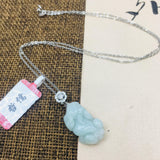 Burmese Ajadeite Pixou Pendant with 925 Sterling Silver Necklace