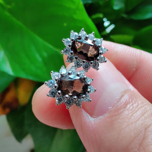 Agate Gemstone Stud Earrings 925 Silver Weeding Jewelry