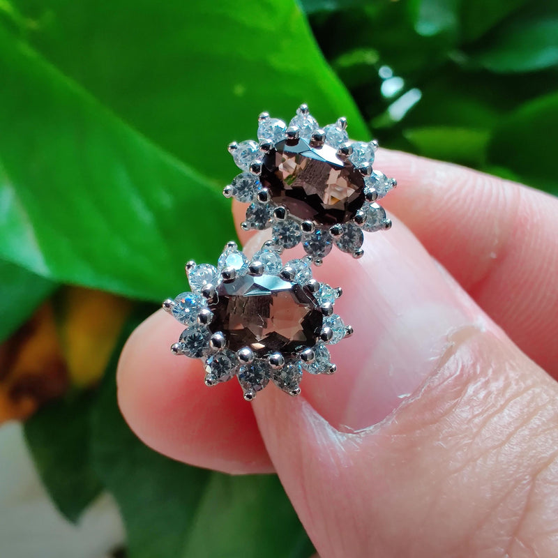 Agate Gemstone Stud Earrings 925 Silver Weeding Jewelry