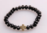 Cross Charm Crystal Glass Beads Bracelet for Women