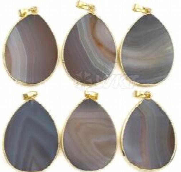 Natural Light Gray Stone Pendant Irregular Texture Water Drop Pendant