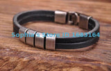 G117 Metal Clasp Surfer Leather Mens Wristband Cuff