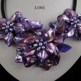 Purple Pearl Shell Flower Necklace Women Gift Fine Jewelry