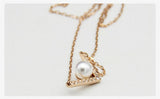 Natural Pearl V-shaped Crystals Necklace Pendant