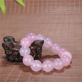 Zheru Jewelry Natural Agate Chalcedony Light Pink Bead Bracelet