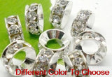 10mm Mixed Rhinestone Crystal Rondelle Spacer Beads