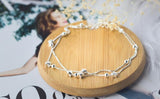 925 Sterling Silver Multi-Rows Lucky Beads & Star Anklet Bracelet