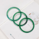 Zheru Jewelry Natural Agate Chalcedony Green Thin Round Bracelet 54-64mm