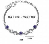 925 Silver Infinity Love Zircon Bracelet Amethyst SCB037