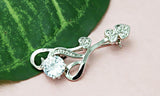 Elegant Sterling Silver Zircon Brooch