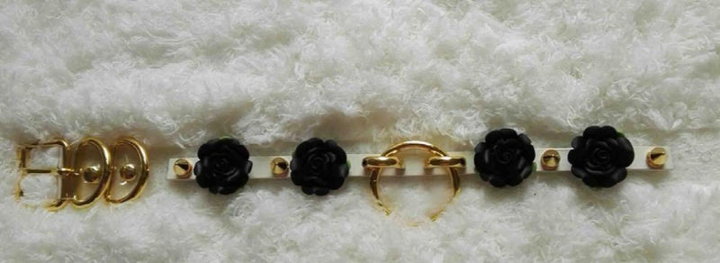 Sexy Harajuku Leather Punk Choker Necklace Flower Gold Rivets Collar Goth Torque