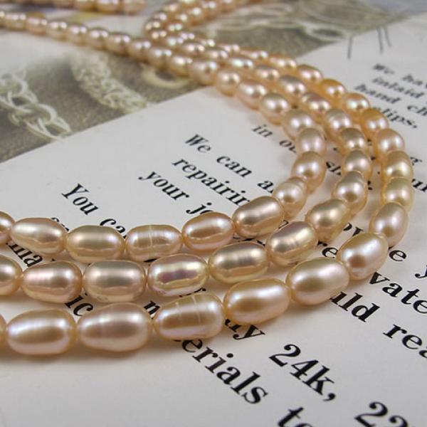 Pink Real 5-6mm Rice Freshwater Pearl Loose Beads