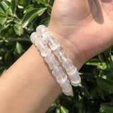 Natural Rock Quartz Bamboo Shape Crystal Bracelet Healing Stone Jewelry