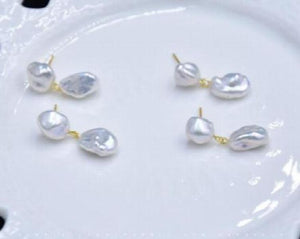 Baroque Keshi Stud Earrings Classic Women Gift Fine Jewelry